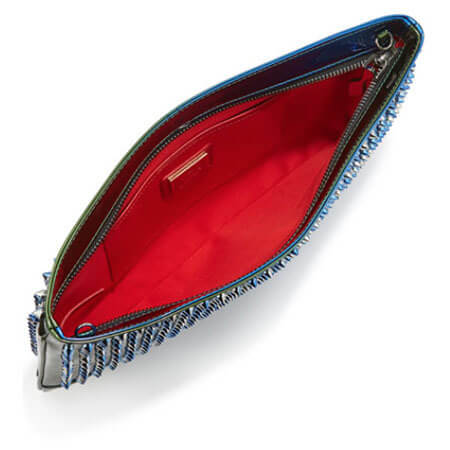 2015AW クリスチャン ルブタンコピー Christian Louboutin Loubiposh Spikes Clutch Bag☆Blue